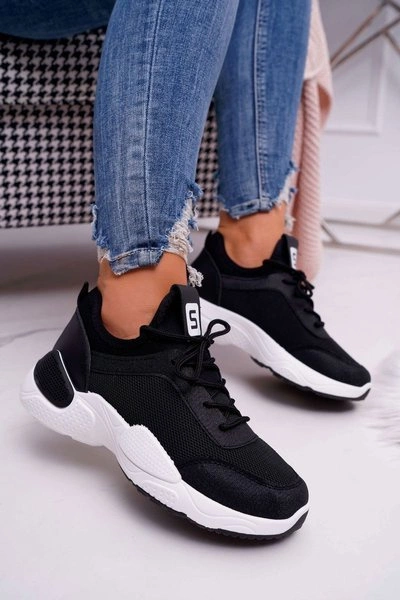 Sportowe Damskie Buty Brokat Czarne Micron