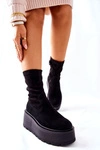 Zamszowe Botki Na Platformie Maciejka Czarne 05319-01