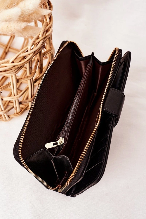 Duży Portfel Damski Z Kieszenią Czarny