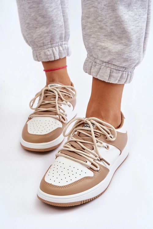 Damskie Klasyczne Buty Sportowe Podwójnie Sznurowane Biało-Beżowe Jella