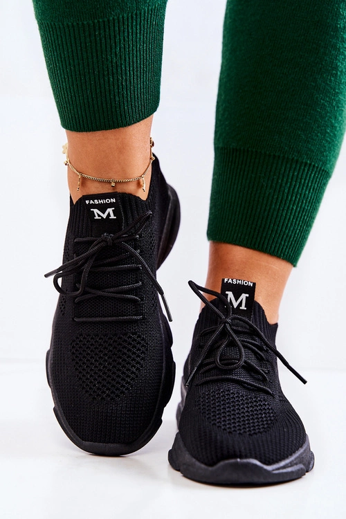 Sportowe Buty Sneakersy Materiałowe Czarne Nolene