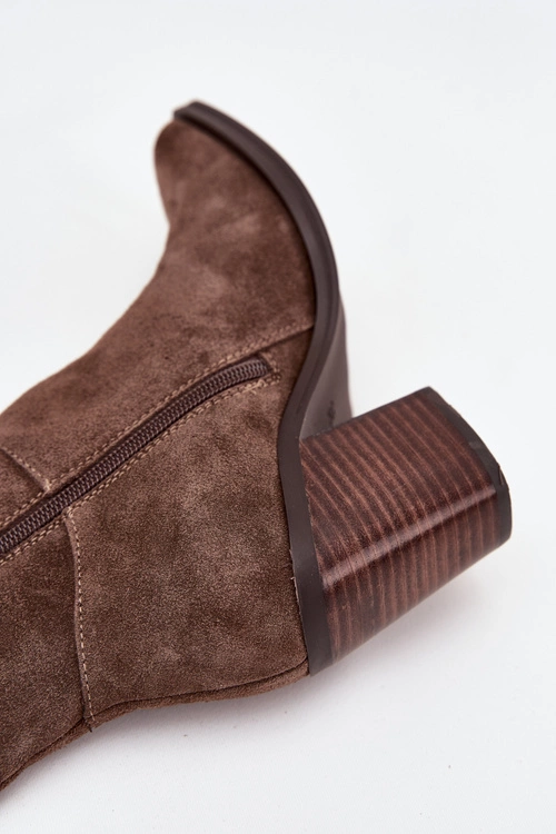 Zamszowe Kozaki Na Słupku Zamek Brązowe Lissara