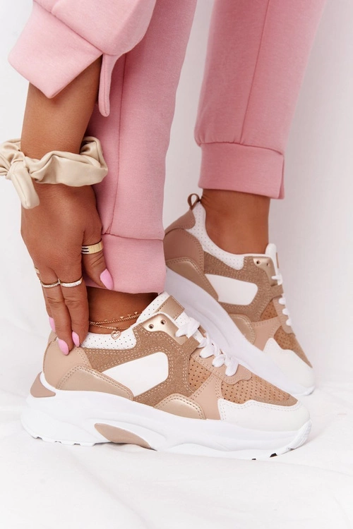 Damskie Sneakersy Na Dużej Podeszwie Beżowe Yolo