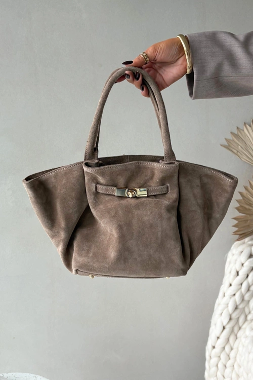 Skórzana Zamszowa Torebka Beżowa Orselle