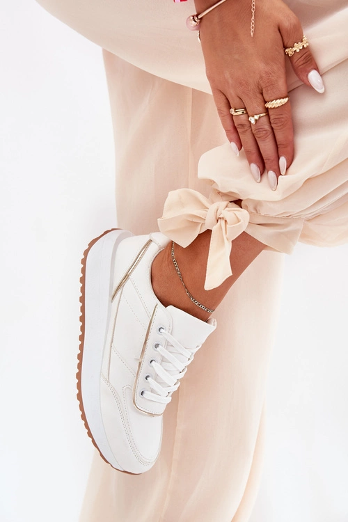 Buty Sportowe Damskie Na Platformie Białe Nevliese