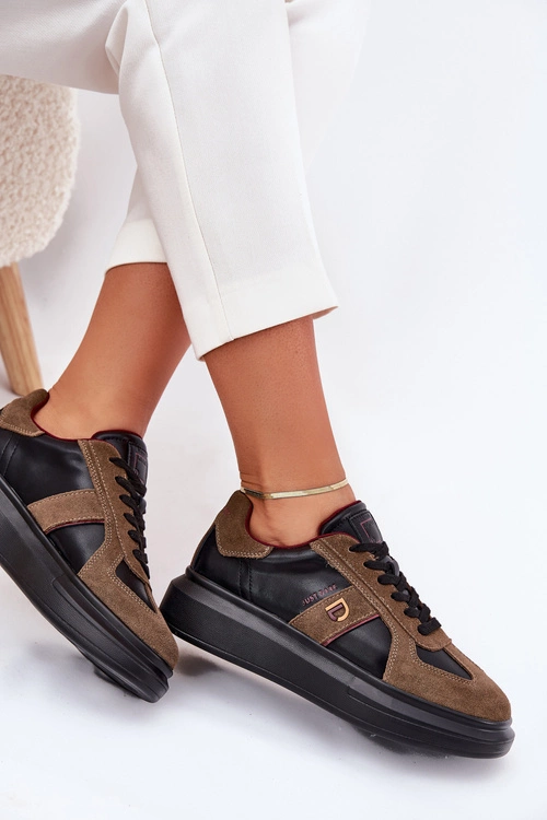 Skórzane Damskie Sneakersy Na Platformie Daniel Lopez Just Dare SS2D4001 Czarne