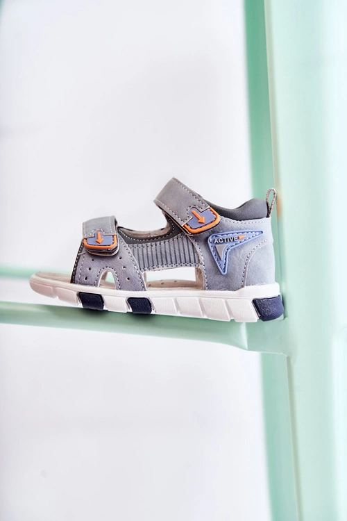 Dziecięce Wygodne Sandałki Szare Samell