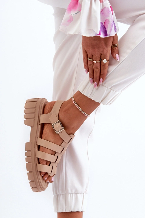 Sandały Rzymianki Damskie Beżowe Rosarose