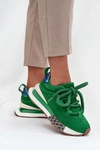 Zamszowe Sneakersy Damskie Na Platformie Z Grubym Sznurowaniem Artiker 55C0136 Zielone