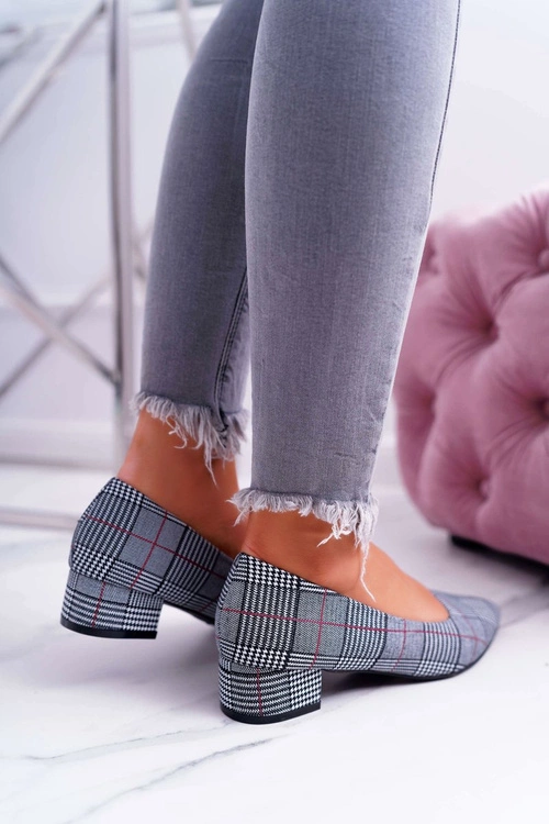 Czółenka Damskie Czarne w Kratkę Colia