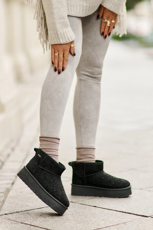 Śniegowce Ze Zdobieniem Na Platformie Big Star OO274A105 Czarne