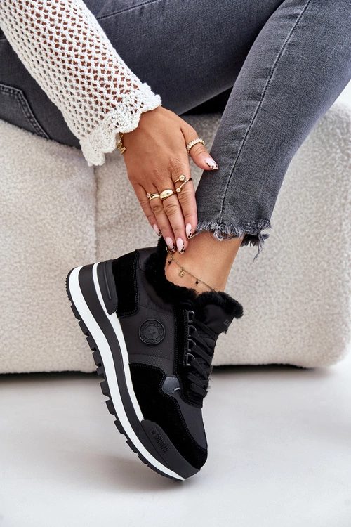 Sneakersy Damskie Ocieplane Na Platformie Big Star OO274A216 Czarne