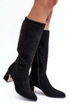Kozaki Przed Kolano Zamszowe Na Obcasie Czarne Inatris