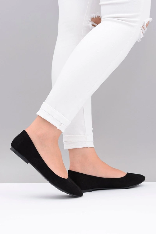 Czarne Damskie Balerinki Zamsz Buenos