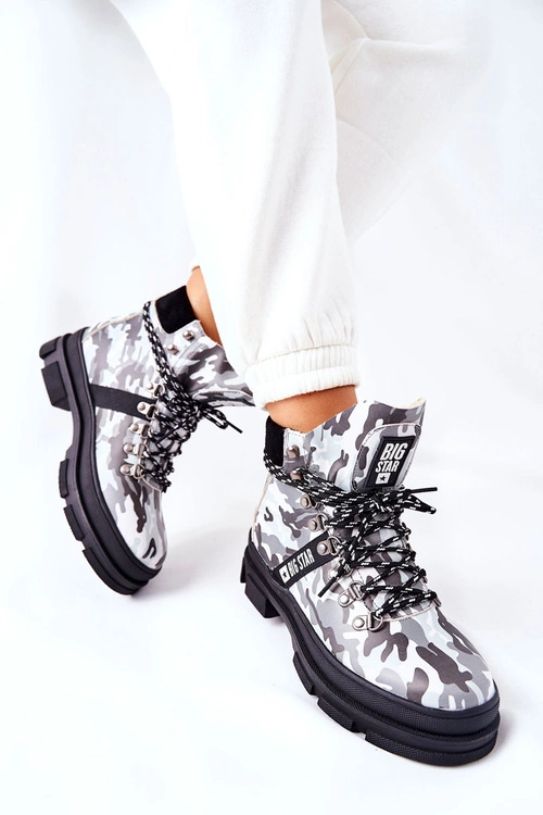 Skórzane Trapery Botki Big Star II274368 Moro Czarne