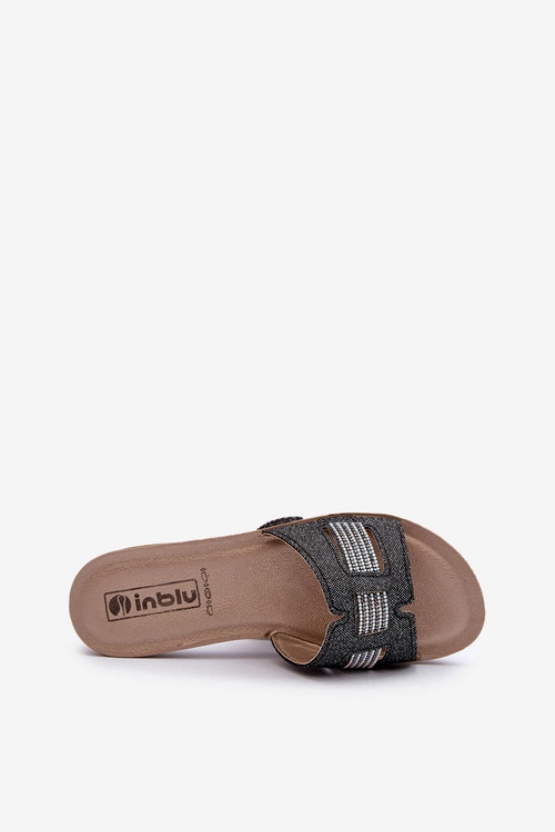 Wygodne Błyszczące Klapki Damskie Inblu BA000050 Czarne