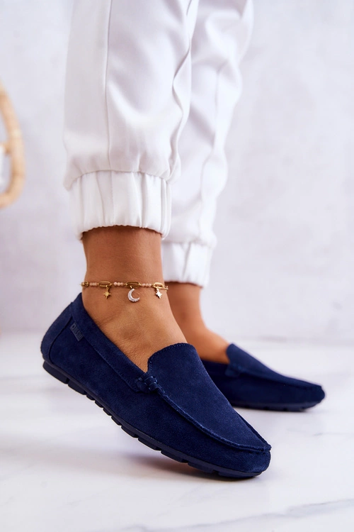 Damskie Zamszowe Mokasyny Big Star JJ274659 Granatowe