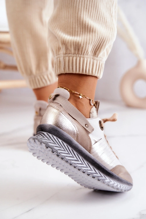 Damskie Skórzane Sneakersy Maciejka 04916-19 Beżowe