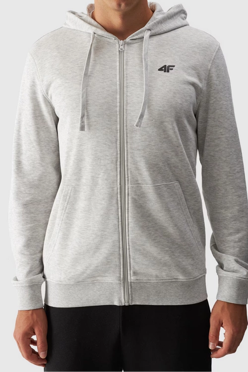 Męska Bluza Dresowa Na Zamek Z Kapturem 4FWMM00TSWSM1466-27M Szara