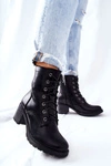 Botki Wiązane Na Słupku Ocieplane Czarne Nerynis