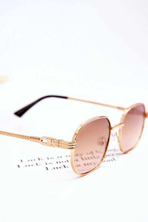 Modne Okulary Przeciwsłoneczne Ful Vue V160049 Złoto-Jasnobrązowe