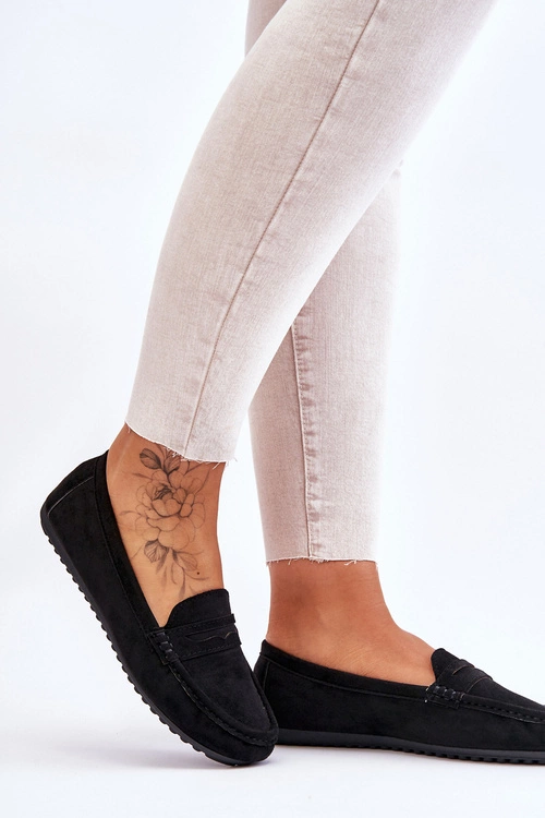 Damskie Klasyczne Zamszowe Mokasyny Czarne Ivana