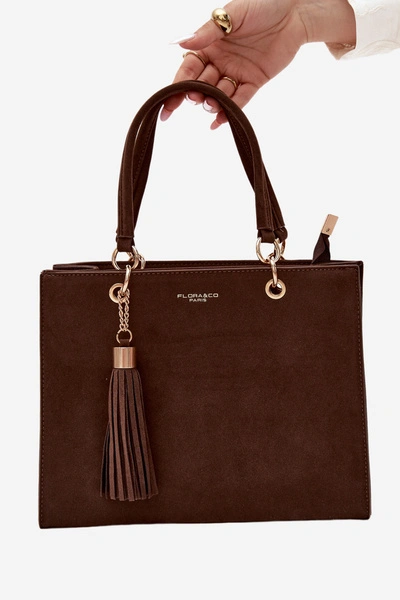 Flora&Co Torebka Damska Kuferek Zamszowa Camel Ottilie