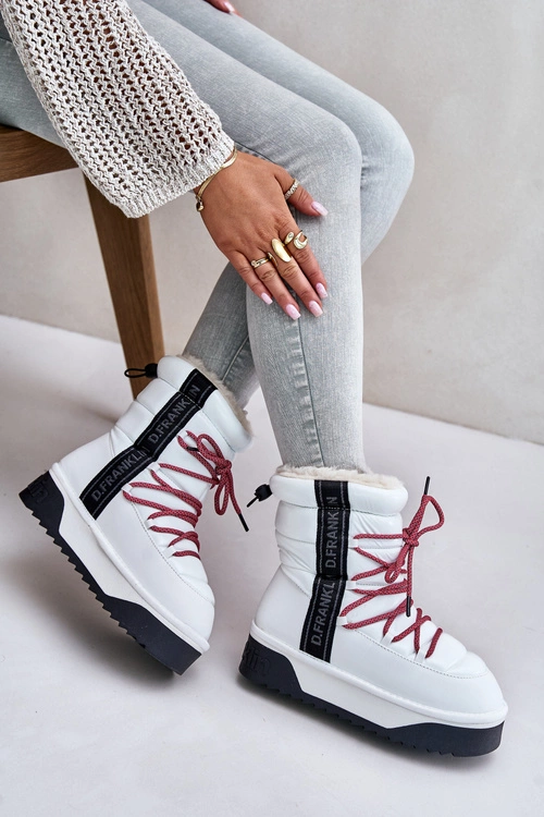 Śniegowce Damskie Na Grubej Podeszwie Wegańskie D.Franklin DFSH371007 Białe