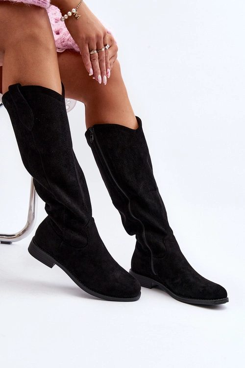 S.Barski HY66-132 Kozaki Damskie Ażurowe Czarne