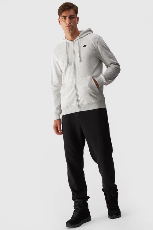 Męska Bluza Dresowa Na Zamek Z Kapturem 4FWMM00TSWSM1466-27M Szara