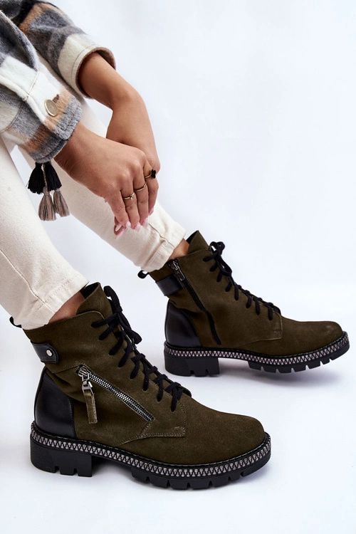 Zamszowe Ocieplane Botki Laura Messi 2508 Zielone