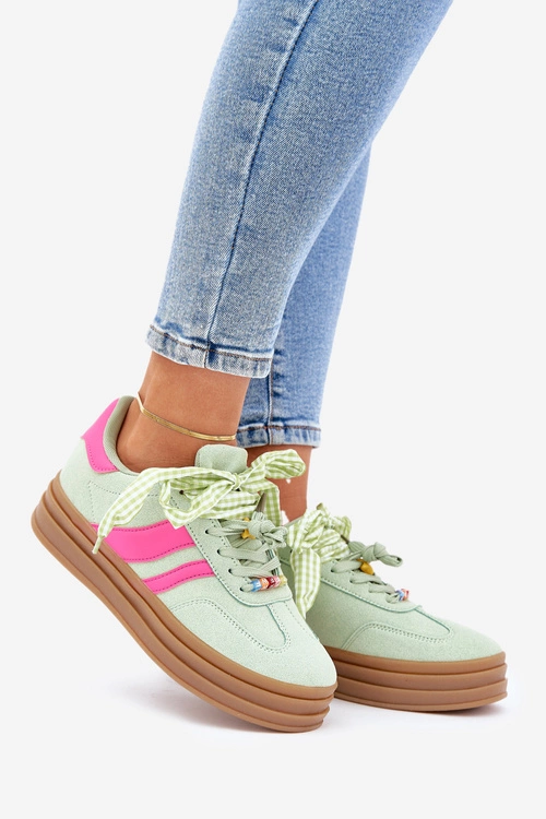 Sneakersy Damskie Z Przypinkami Miętowe Jariana