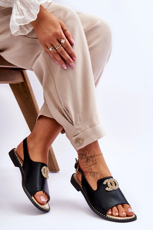 Damskie Sandały Z Ozdobą S.Barski KV-2775-49 Czarne