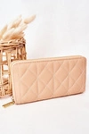 Duży Pikowany Portfel Damski Beżowy