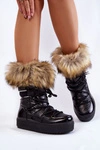 Damskie Śniegowce Z Futerkiem Sznurowane Czarne Shannon