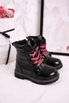 Dziecięce Botki Ocieplone Futerkiem Z Pikowaniem Czarne Pinkie