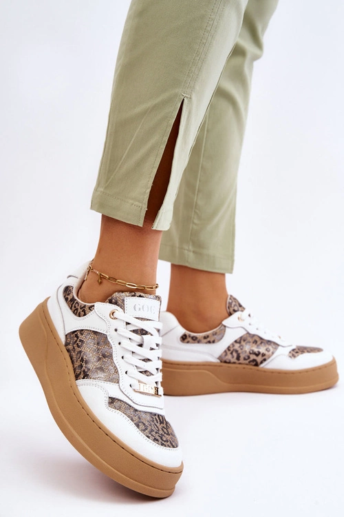 Damskie Wygodne Buty Sportowe GOE LL2N4052 Biało-Beżowe