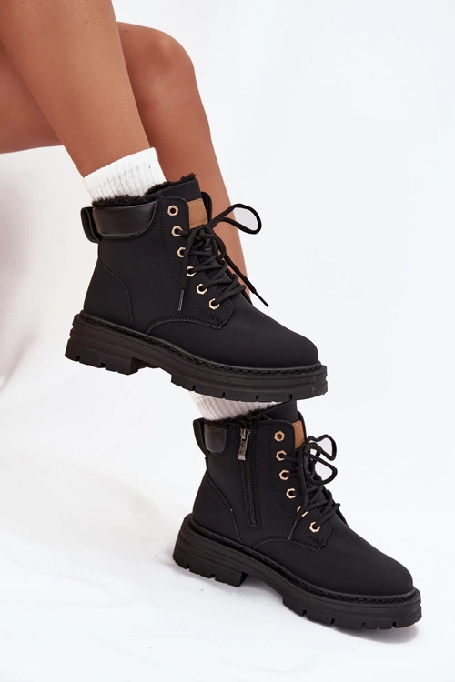 Trapery Damskie Ocieplane Futerkiem Na Zamek Czarne Tharika