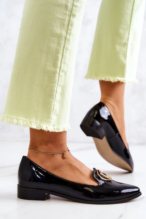 Damskie Lakierowane Mokasyny Lordsy Nicole 2712/035 Czarne