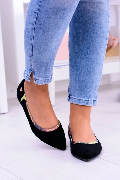 Lu Boo Czarne Transparentne Holograficzne Balerinki w Szpic Lison