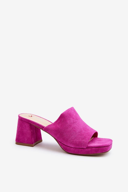 Damskie Klapki Na Obcasie Fuksja Bralya