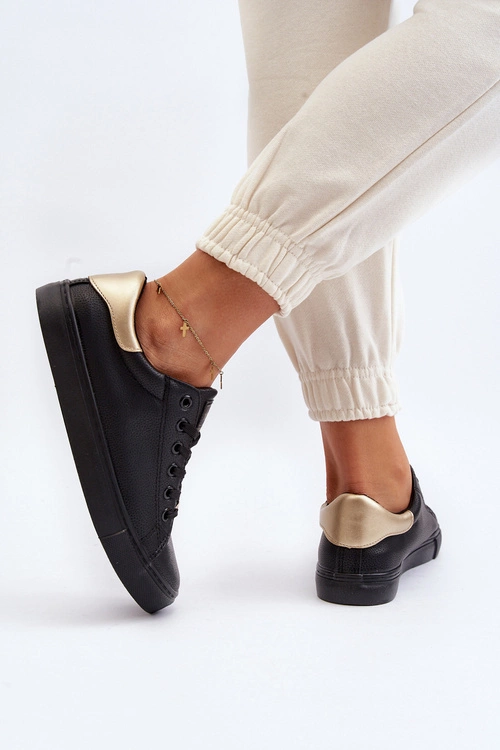 Trampki Damskie Eko Skóra Czarne Tiraelle