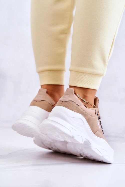 Damskie Sportowe Buty Sneakersy Big Star JJ274A222 Beżowe