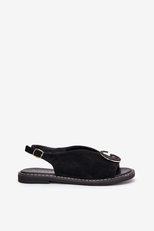 Płaskie Sandały Z Ozdobą Czarne Haliones