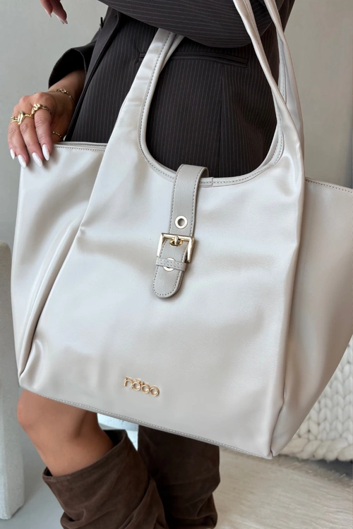 Torebka Shopperka Z Klamrą NOBO BAG6010-015 Jasnobeżowa