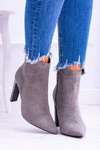 Szare Zamszowe Botki Na Szpilce Medea