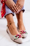 Zamszowe Baleriny Z Łańcuchem Lewski Shoes 3125 Jasnobeżowe