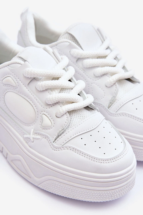 Sneakersy Damskie Na Platformie Białe Finos