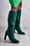 Kozaki Damskie Na Słupku Do Kolana Zielone Truly Love