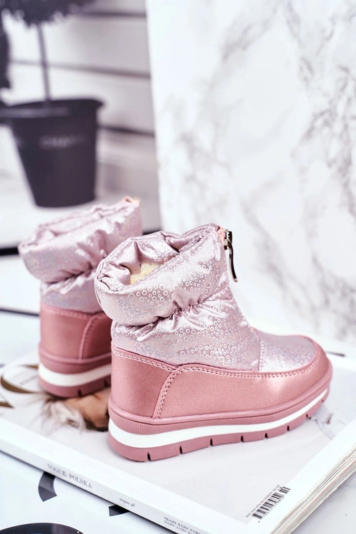 Dziecięce Śniegowce Ocieplane Wełną Różowe Bubbles